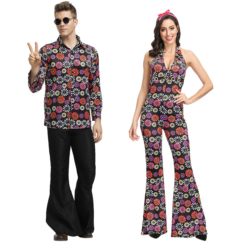 Disco Couple Costume Set | Retro Floral Couples Fancy Dress