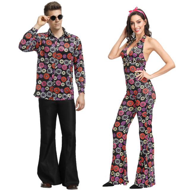Disco Couple Costume Set | Retro Floral Couples Fancy Dress