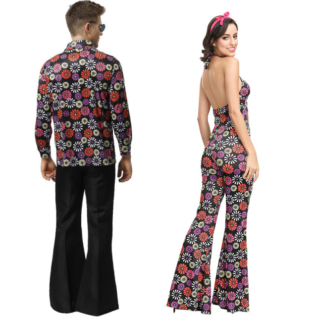 Disco Couple Costume Set | Retro Floral Couples Fancy Dress