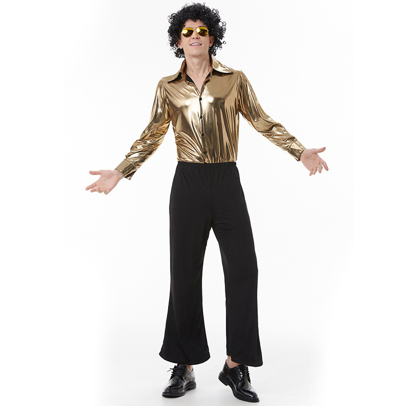 Gold Shirt Disco Costume for Men | Seventies Style Wholesale