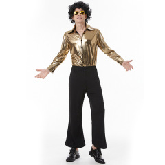 Gold Shirt Disco Costume for Men | Seventies Style Wholesale