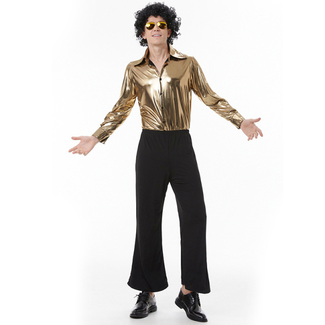 Gold Disco Couple Costume | 1970s Disco Style for Wholesale