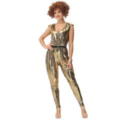 70s Gold Disco Jumpsuit for Women | Fancy Dress Wholesale