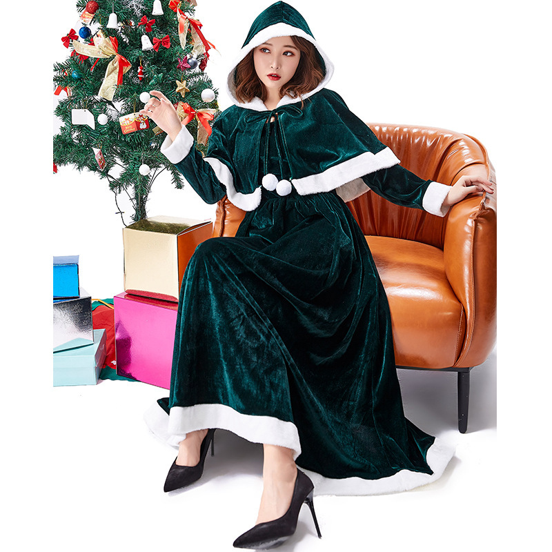 Sexy Christmas Costume Female Wholesale Green Santa Dress