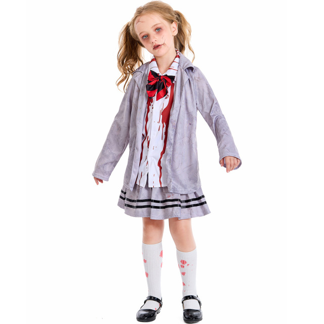 Kids Zombie Costume School Girl - Wholesale Zombie Halloween Costume