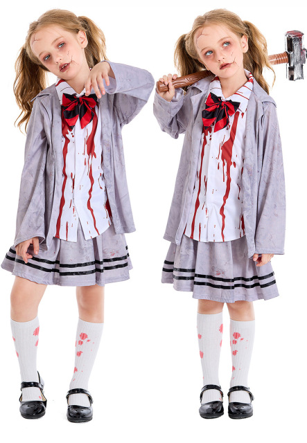 Kids Zombie Costume School Girl - Wholesale Zombie Halloween Costume