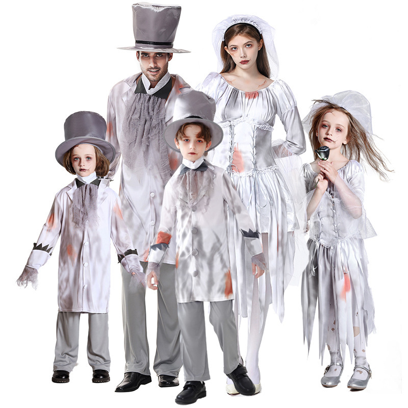 Wholesale Scary Group Halloween Costumes - Zombies 4 Costumes Family Set
