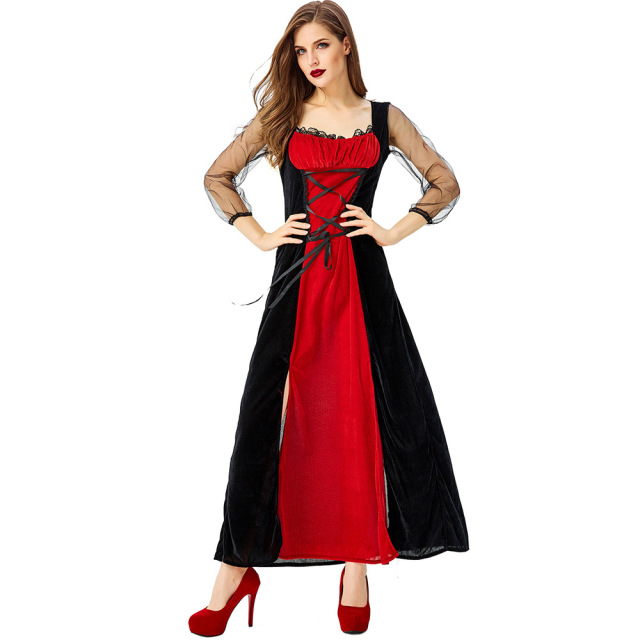 Wholesale Gothic Vampire Costume - Women's Red Velvet Hooded Dress
