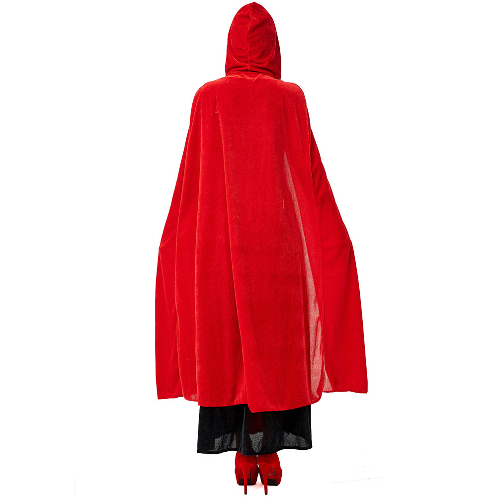 Wholesale Gothic Vampire Costume - Women's Red Velvet Hooded Dress