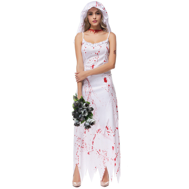 Wholesale Zombie Bride Costume - Blood Splattered Ghost Wedding Dress