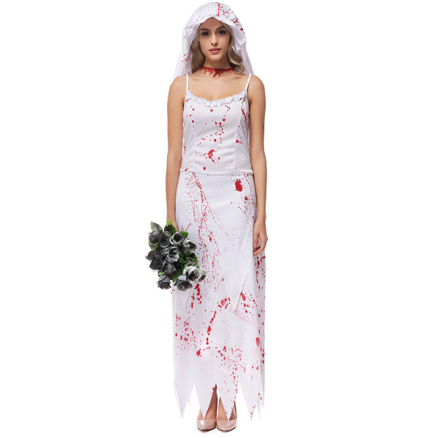 Wholesale Zombie Bride Costume - Blood Splattered Ghost Wedding Dress