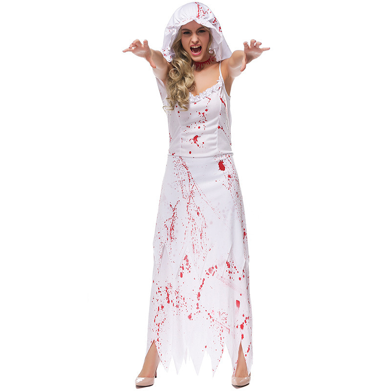 Wholesale Zombie Bride Costume - Blood Splattered Ghost Wedding Dress