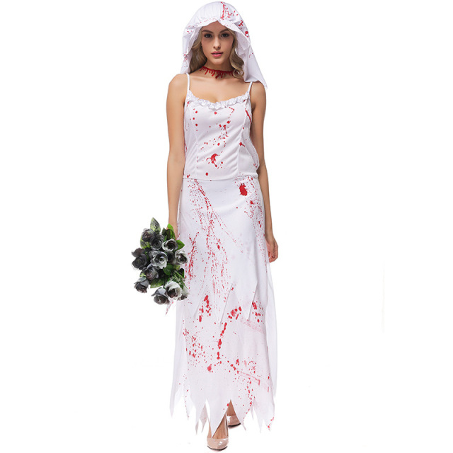 Wholesale Zombie Bride Costume - Blood Splattered Ghost Wedding Dress