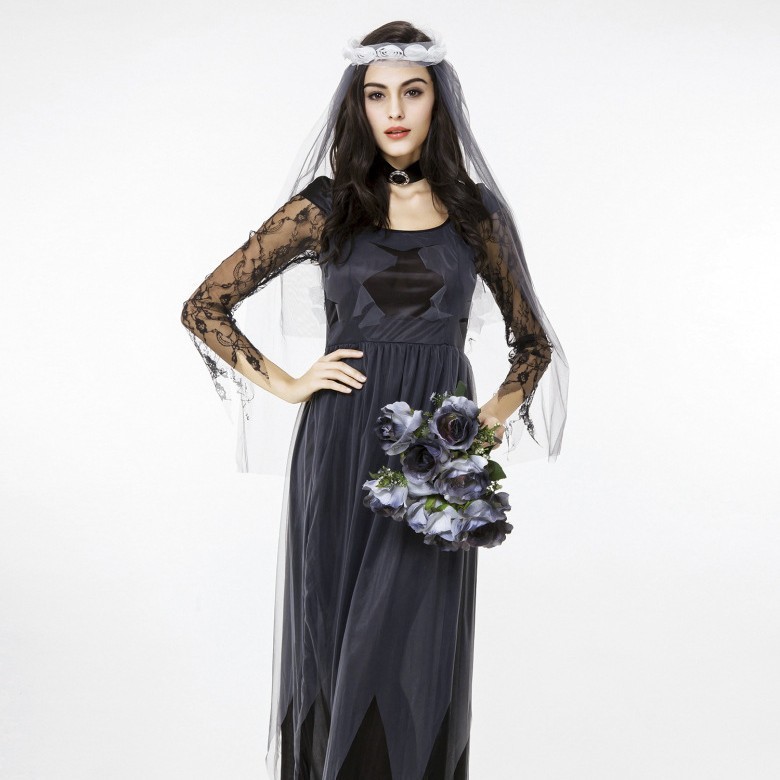 Wholesale Ghost Bride Costume - Women's Gothic Zombie Wedding Dress