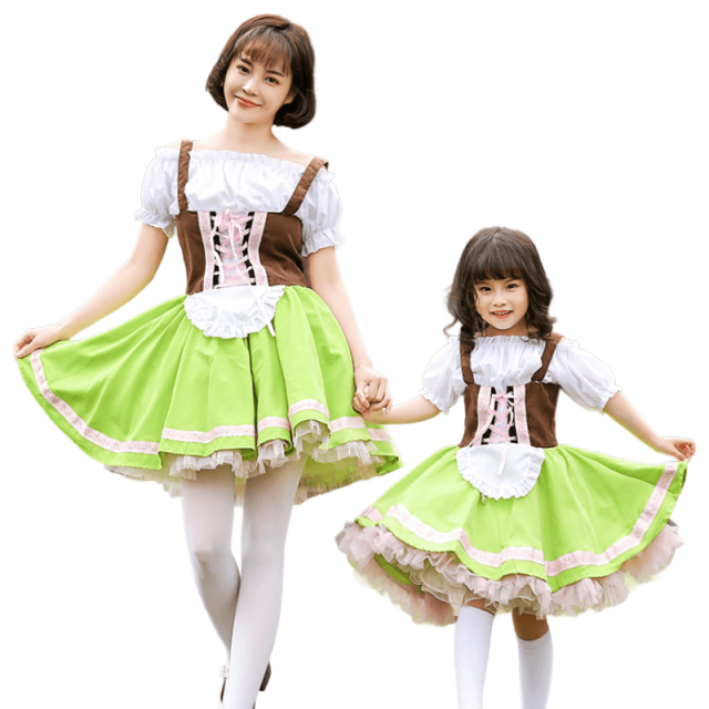 Wholesale Matching Family Oktoberfest Costumes - Green Bavarian Dresses