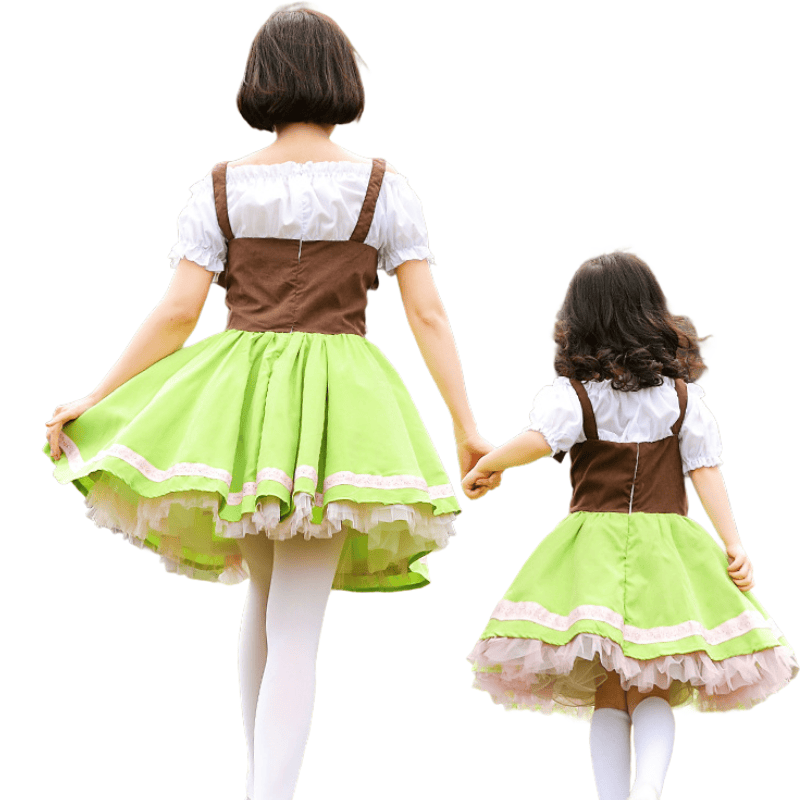 Wholesale Matching Family Oktoberfest Costumes - Green Bavarian Dresses