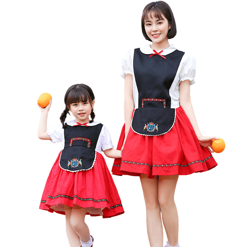 Wholesale Matching Family Oktoberfest Costumes - Red & Black Bavarian Dresses