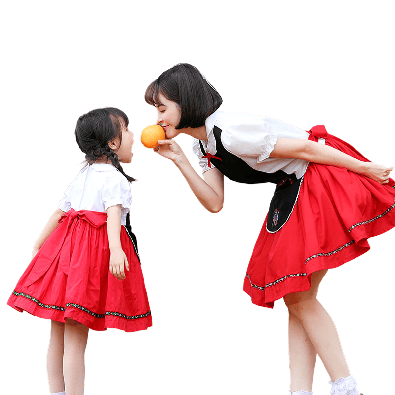 Wholesale Matching Family Oktoberfest Costumes - Red & Black Bavarian Dresses