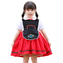 Wholesale Bavarian Apparel - Girls Red & Black Oktoberfest Dress