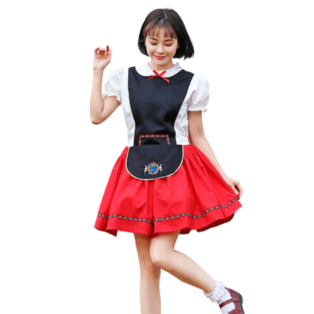 Wholesale Matching Family Oktoberfest Costumes - Red & Black Bavarian Dresses