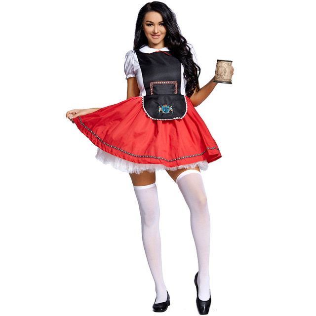Wholesale Ladies Oktoberfest Dress - Red & Black Bavarian Costume