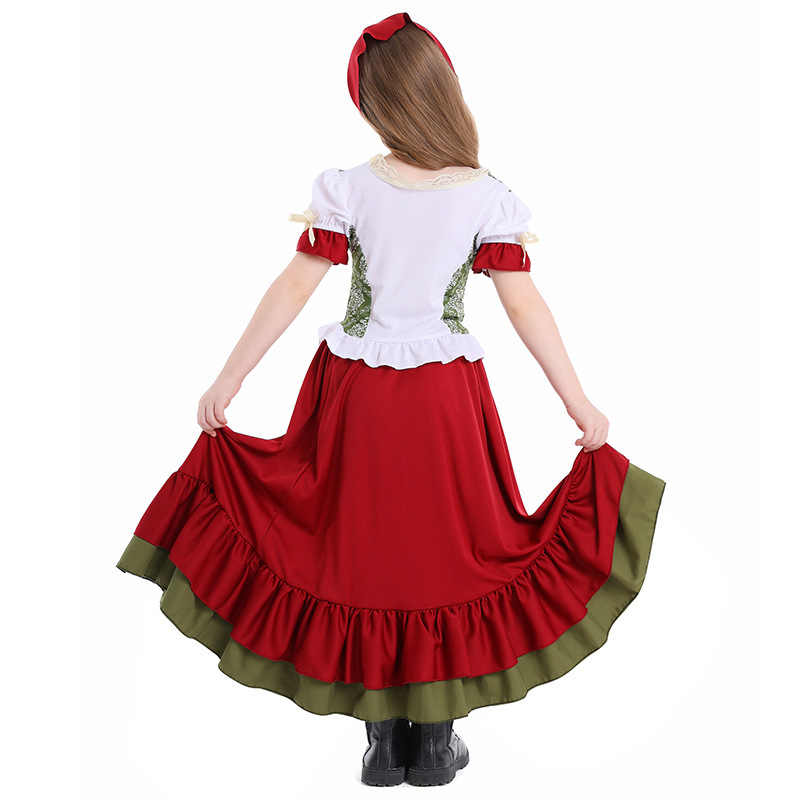Wholesale Girls Bavarian Dress - Red & Green Dirndl Set
