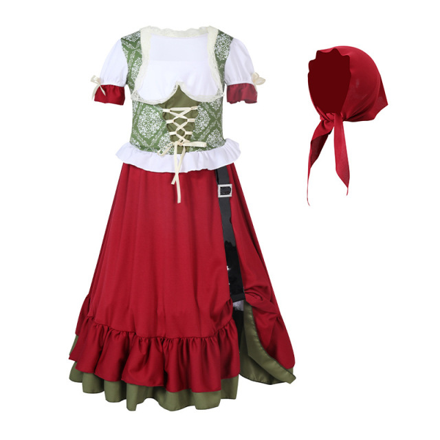 Wholesale Girls Bavarian Dress - Red & Green Dirndl Set