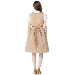 Wholesale Women's Oktoberfest Dirndl - Khaki Checkered Floral Set