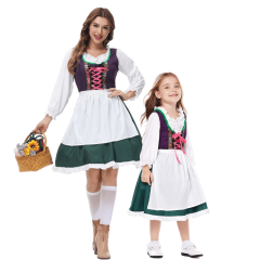 Wholesale Family Dirndl Costumes - Matching Purple & Green Group Set