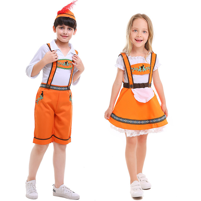 Wholesale Kids Oktoberfest Group Costumes - Orange Team Set