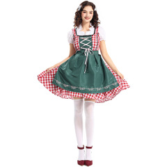 Wholesale Ladies Dirndl Dresses - Authentic Red Gingham Oktoberfest Set