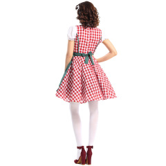 Wholesale Ladies Dirndl Dresses - Authentic Red Gingham Oktoberfest Set