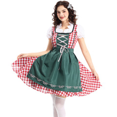 Wholesale Ladies Dirndl Dresses - Authentic Red Gingham Oktoberfest Set