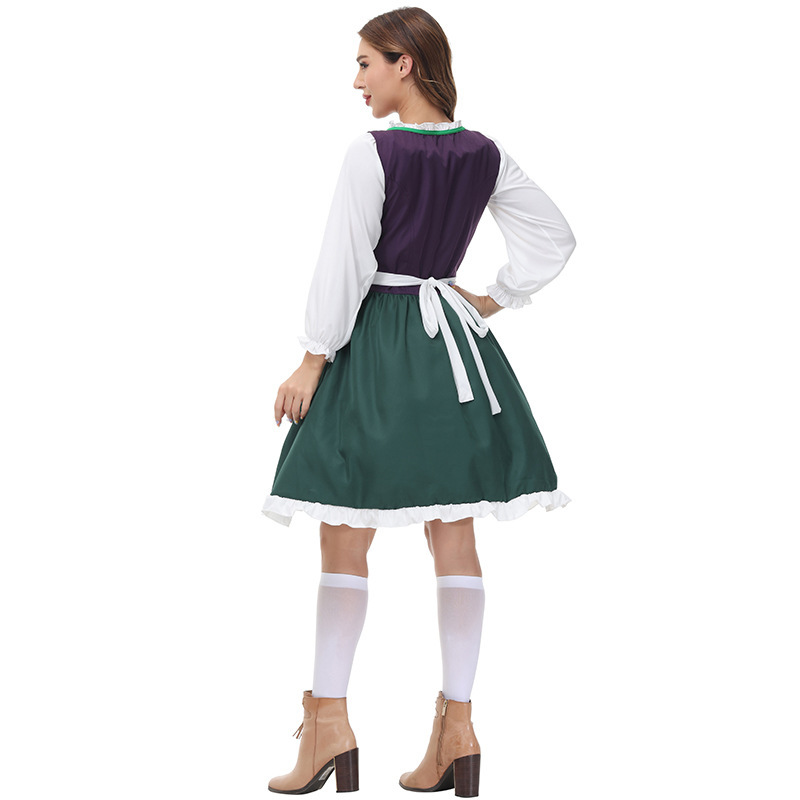 Wholesale Women's Authentic Dirndl - Purple & Green German Maid Outfit