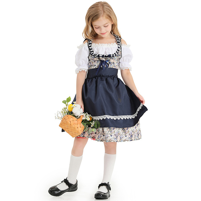 Family Dirndl Costumes - Matching Floral & Navy Group Set