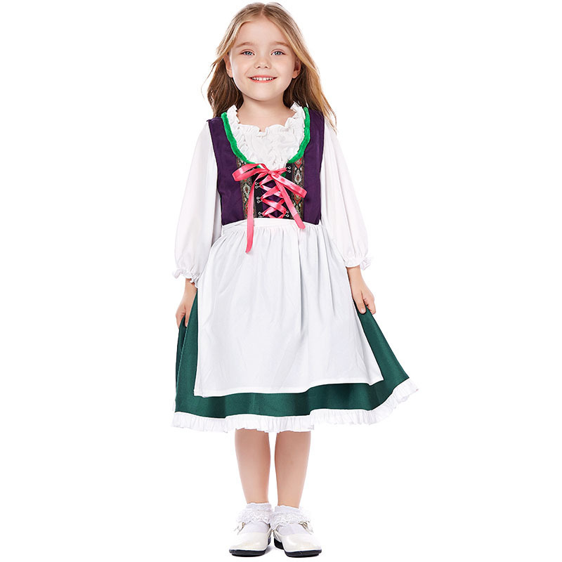 Wholesale Family Dirndl Costumes - Matching Purple & Green Group Set