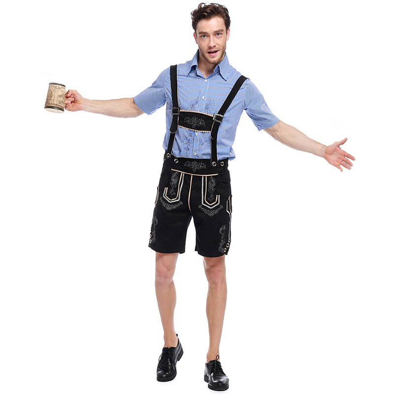 Wholesale Men's Oktoberfest Attire - Composite Suede Lederhosen Set