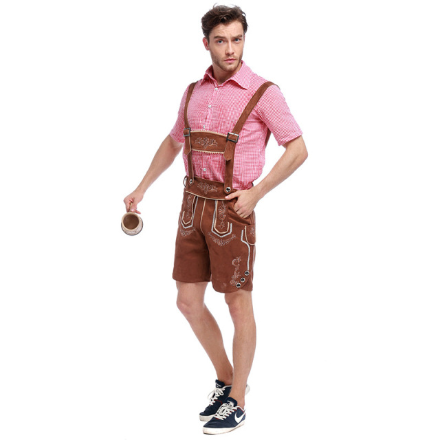 Wholesale Men's Oktoberfest Attire - Composite Suede Lederhosen Set