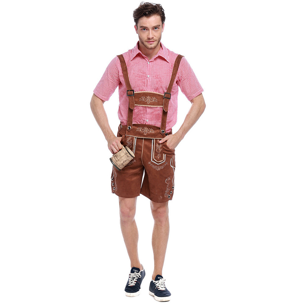 Wholesale Men's Oktoberfest Attire - Composite Suede Lederhosen Set