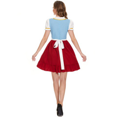 Wholesale Women's Traditional Dirndl - Embroidered Blue Bodice & Red Skirt Set
