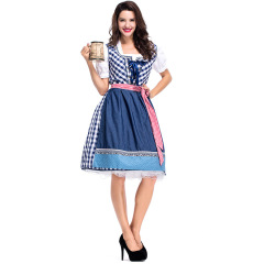 Wholesale Female Oktoberfest Outfit - Blue Gingham Beer Maid Dress