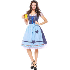 Wholesale Womens Oktoberfest Costume - Blue Polka Dot Bavarian Dress