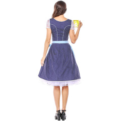 Wholesale Womens Oktoberfest Costume - Blue Polka Dot Bavarian Dress