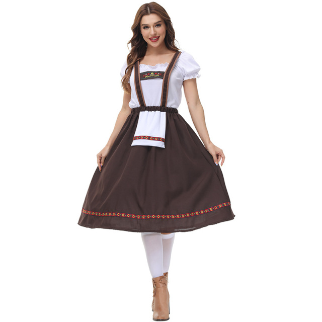 Wholesale Traditional German Attire - Brown Embroidered Women's Dirndl