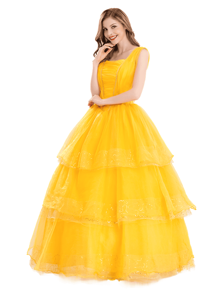 Wholesale Adult Disney Princess Yellow Dress Belle - Live-Action Princess Gown