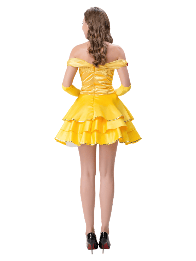 Sexy Princess Party Dress - Adult Yellow Belle Cosplay & Accessory Set