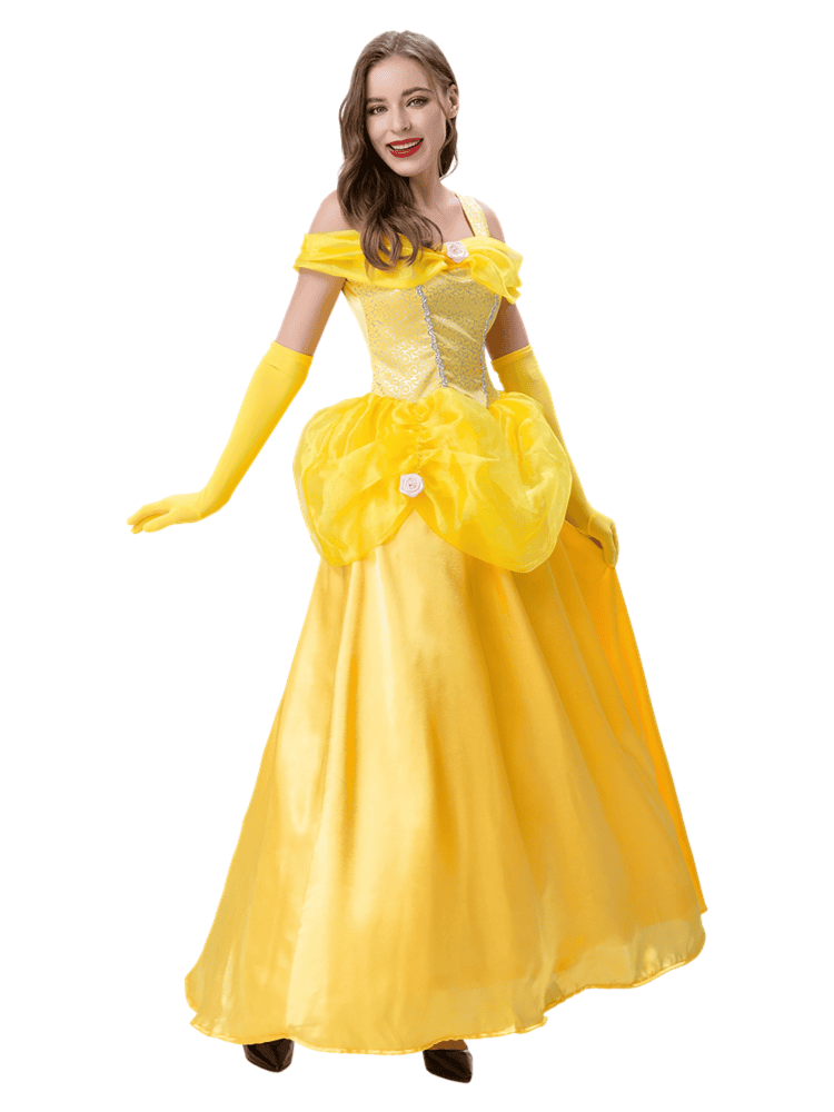 Elegant Wholesale Classic Princess Gown - Adult Yellow Belle Dress & Gloves