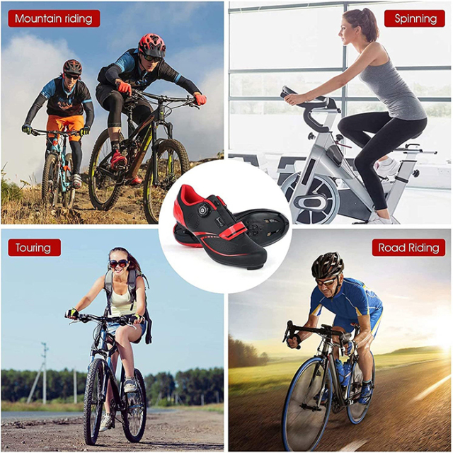 Hot selling high quality and professional Mens Classic Sports Cycling Shoes Compatible Cycling Shoes Mountain Men's Bike Bicycle Cycling Shoes Compatible Good for Indoor Cycle  Off Road and MTB Buckle Strap
