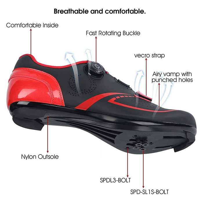 Hot selling high quality and professional Mens Classic Sports Cycling Shoes Compatible Cycling Shoes Mountain Men's Bike Bicycle Cycling Shoes Compatible Good for Indoor Cycle  Off Road and MTB Buckle Strap