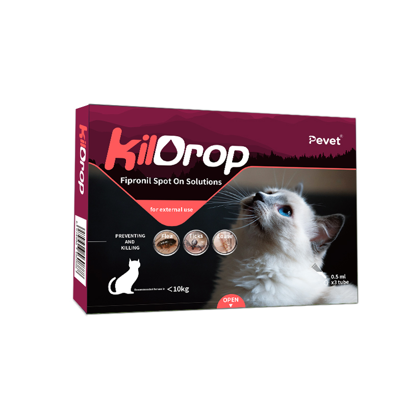 Easy to administer Spreads through Sebum Fipronil Spot On Solutions suitable for cats with a weight of less than 10kg,Spreads through Sebum Fipronil Spot On Solutions,Pevet
